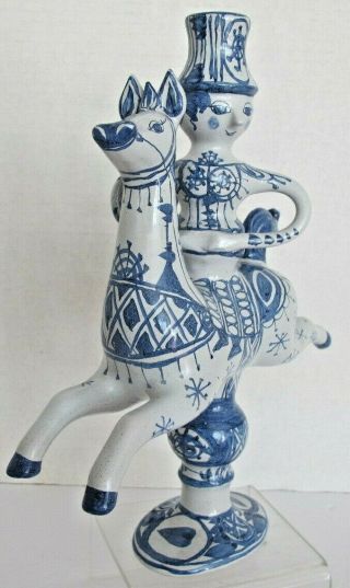 Bjorn Wiinblad Pottery Woman On Horse Candlestick,  12 Inches Tall,  Dated 1969