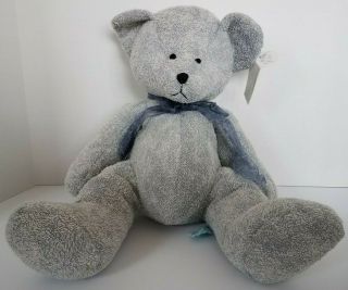 Stuffed Animal Russ Berry Canterbury Gray Teddy Bear With Ribbon 16 " Plush