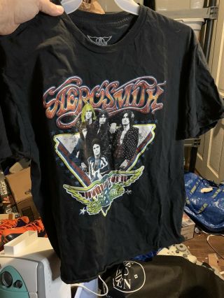 Aerosmith World Tour Concert T - Shirt Black Graphics 2017 Men 