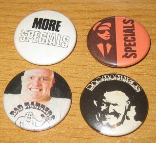 The Specials Bad Manners Vintage 1980s Two Tone Fans Pin Badges