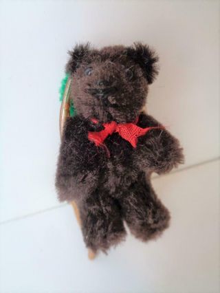 2.  5 " Miniature German Teddy Bear Brown Wool Mohair Vintage Steiff Or Hermann