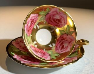 Rarest Aynsley English Bone China Gilded Gold Cabbage Rose Teacup Tea Cup 1950’s
