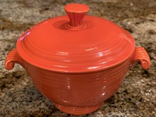 VINTAGE FIESTA RED COVERED ONION SOUP BOWL / 2