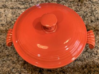 VINTAGE FIESTA RED COVERED ONION SOUP BOWL / 3