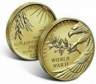 World War Ii Ww2,  75th Anniversary 24 - Karat Gold Medal Coin Ready To Ship