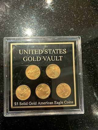 American Gold Eagle 5 Coin Set • United States Gold Vault • 1/10 Oz $5 (gs) 2017