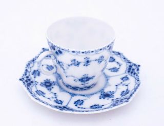 12 Cups & Saucers 1038 - Blue Fluted Royal Copenhagen - Full Lace - 1:st Quality 6