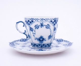 12 Cups & Saucers 1035 - Blue Fluted Royal Copenhagen Full Lace - 1:st Quality 6
