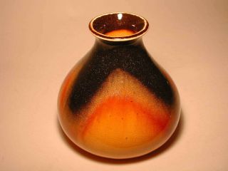 Teco Pottery,  Great Aventurine Metallic Glazed Vase,  Gold In Glaze Vgc