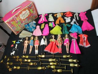 Vintage Dawn And Her Friends Doll Case,  7 Dolls,  Clothes & Accessories,  Forms.