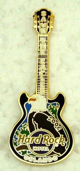 Hard Rock Hotel Orlando Save The Endangered Eagles Guitar Pin Le