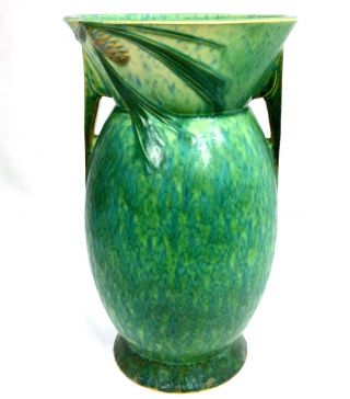 Roseville 10 1/4 Futura Pine Cone 433 - 10 Vase - Circa 1928 Vivid & Rich