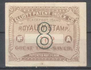 Us License & Royalty Patent Stamps Elliott Patent Index Co.  Revenue Fiscal
