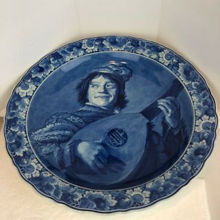 Vintage Delft Blue And White Wall Plate Franz Halls The Laughing Cavalier Dutch 2