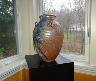 Ben Owen Iii / 1992 Wood - Fired Vase W/ 4 Handles