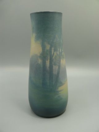 Carrie Steinle 1921 Rookwood Pottery Vellum Scenic Artist Signed 9 " Vase Drilled