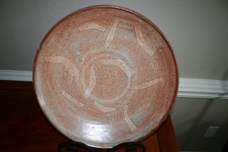 Warren Mackenzie - Studio Pottery - Abstract Design Shino Platter - 15.  4 " Diameter