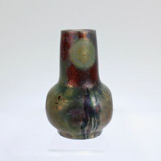 Clement Massier Art Nouveau Pottery Vase With Fleur - De - Lis Iridescent Glaze - Pt
