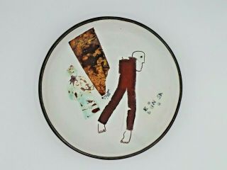 Susana Espinosa Pottery Abstract Art Ceramic Plate Signed Artwork Vintage