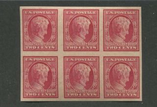1909 Us Stamp 368 2c Never Hinged Very Fine Imperf Block Of 6