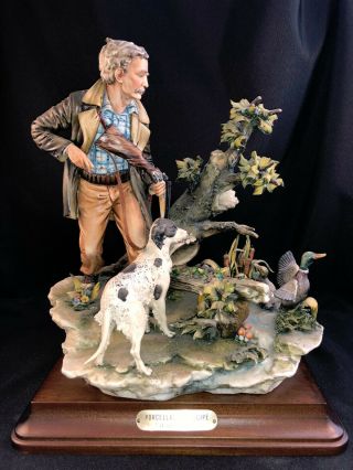 Vintage Capodimonte Figurine Porcellane Principe Il Cacciatore Hunter Italy