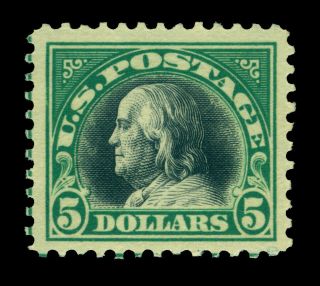 Us 1918 Franklin $5.  00 Green & Black Scott 524 Mlh Vf,