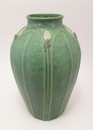 Jemerick Pottery Arts & Crafts Grueby Style Signed Steve Frederick 10 " Vase