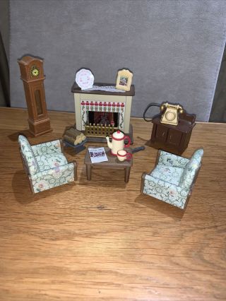 Sylvanian Families Living Room Set With Fireplace Vgc