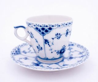 12 Cups & Saucers 719 - Blue Fluted Royal Copenhagen - Half Lace - 1:st Quality 5