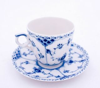 12 Cups & Saucers 719 - Blue Fluted Royal Copenhagen - Half Lace - 1:st Quality 6