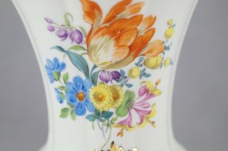 Meissen Hand Painted Floral Cobalt & Gold 7 1/4 Inch Tall B - Form Vase 4