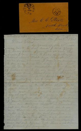 Confederate Civil War Letter - 11th Alabama Infantry - Great Content & Cover
