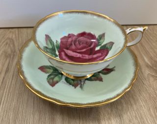 Vintage Paragon Porcelain Tea Cup Teacup & Saucer Set Red Rose Signed R.  Johnson