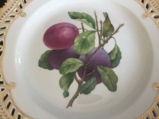 Vintage Royal Copenhagen Flora Danica Reticulated Border 9” Plate with Plums 2
