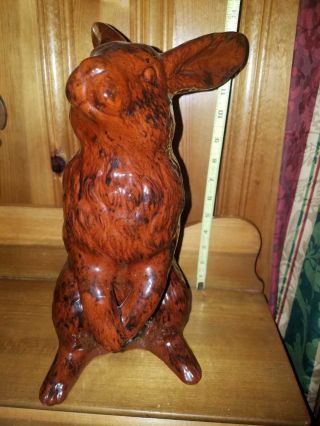 Ned Foltz Redware Clay Rabbit Sculpture Very Tall 14 Inches & GORGEOUS 6