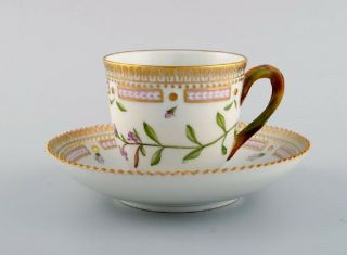 Royal Copenhagen Flora Danica Coffee Cup With Saucer In Hand - Painted Porcelain.