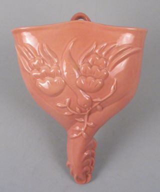 Modernist Art Deco General Ceramics Wall Pocket Vase Bird Vally Wieselthier Pink