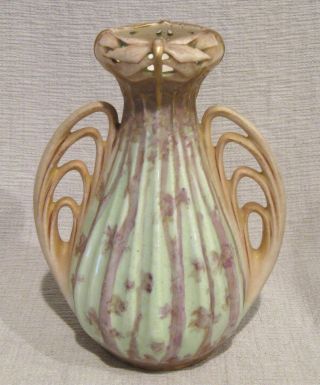 Paul Dachsel Turn Teplitz Dragonfly Amphora Vase