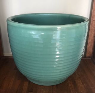 Vintage Ex Large Bauer Pottery Ringware Jade Green Planter Vase Pot 14 " X 10.  5 "