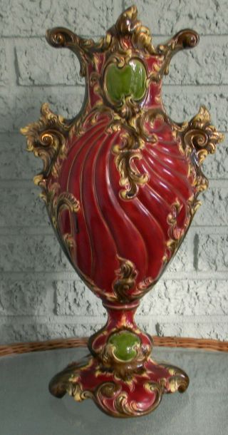 Art Nouveau Majolica Vase Faience By Julius Dressler Bohemia Austria 1900 16 "