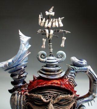 Tooth Fairy Teapot face jug folk art pottery sculpture by Mitchell Grafton 3