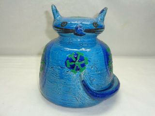 Vtg Bitossi Rimini Blue Cat Aldo Londi Design Art Pottery Bank Mcm Raymor