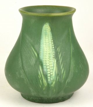 Hampshire Pottery 6 " Tall Vase Decorated With Corn Stalks Arts And Crafts