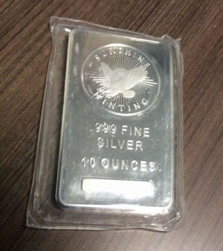 10 Ounce (10 Oz) Sunshine Silver Bar.  999 Fine Silver