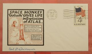 1961 Monkey Goliath Atlas Missile Explosion Patrick Afb Fl Swanson Signed
