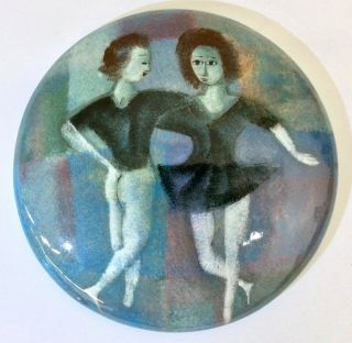 30 Off — Vintage Polia Pillin Large Ceramic Box,  2 Ballet Dancers,  C.  1960s–70s