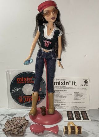 My Scene Barbie Hanging Out Nolee Doll W/ Mixin’ It Cd 100 Complete 2003 Oob