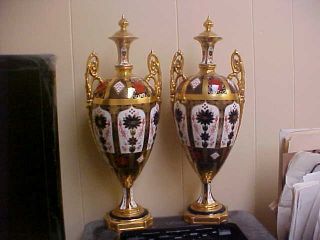 Royal Crown Derby Old Imari 1128 Large Decorative Vase (pair)