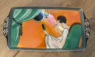 Vintage Noritake Japan Art Deco Hand Painted Porcelain Luster 11” Tray
