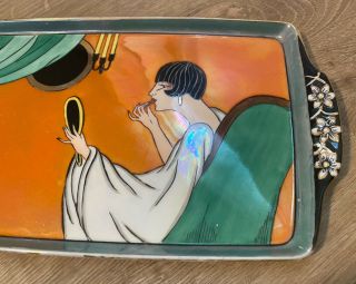 Vintage Noritake Japan Art Deco Hand Painted Porcelain Luster 11” Tray 2
